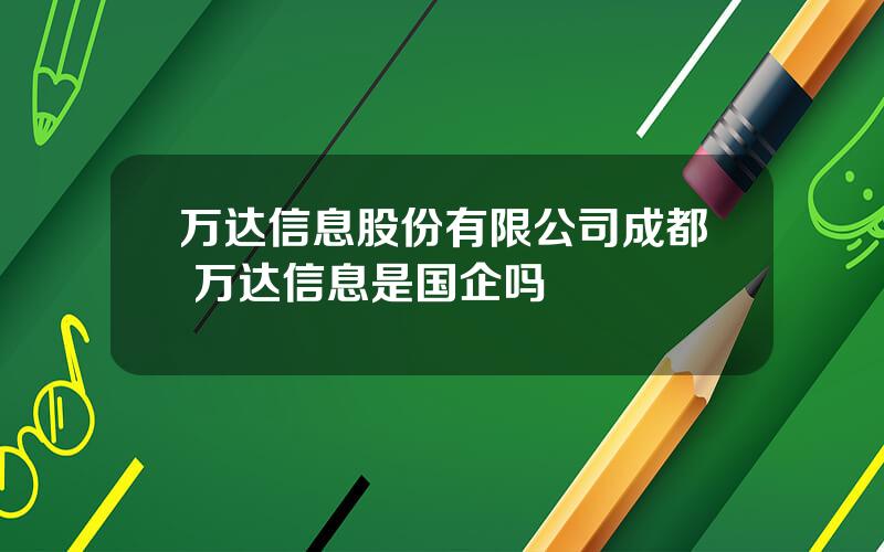 万达信息股份有限公司成都 万达信息是国企吗